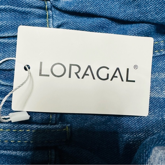 Button Up Strapless Pockets Straight Leg Denim Jumpsuit-Blue Sz M - Picture 10 of 11